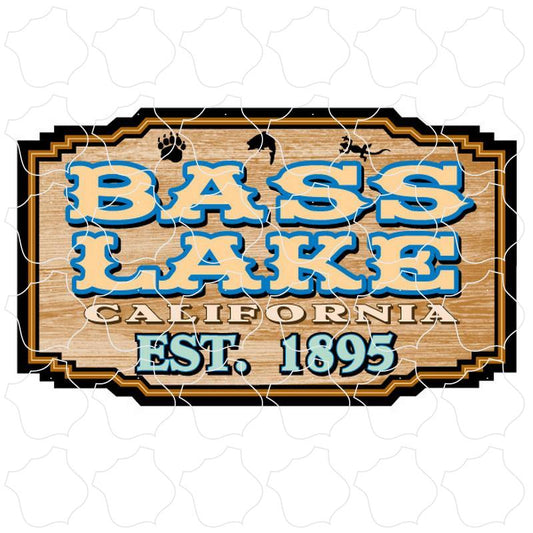 Bass Lake, CA Wood Icon Sign