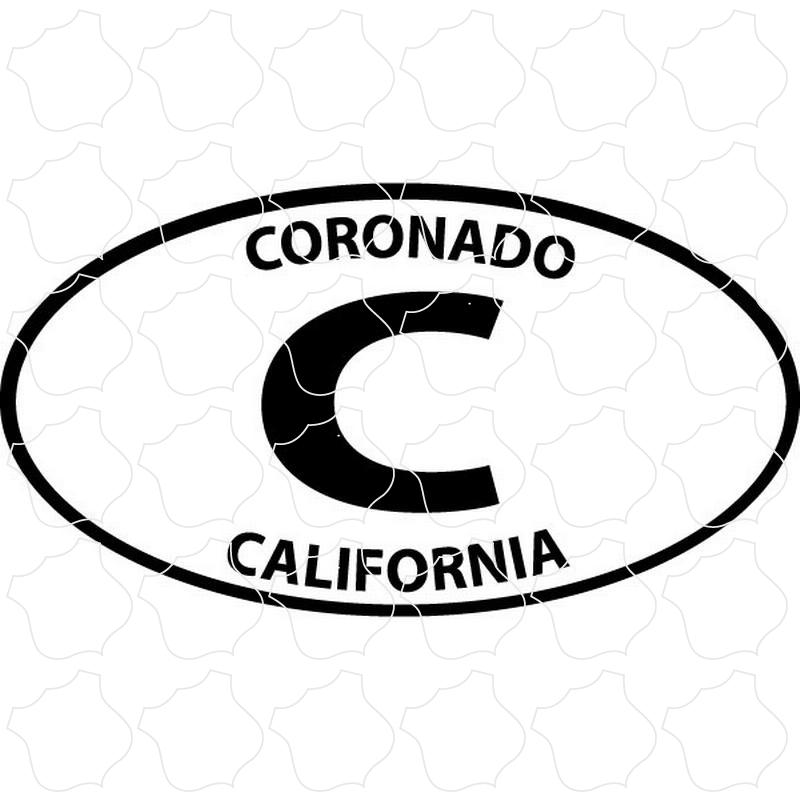 Coronado, CA Black & White Euro Oval