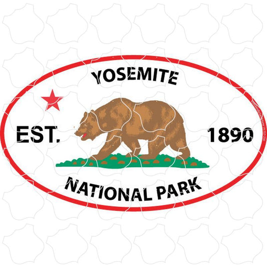 Yosemite, CA California Flag Oval