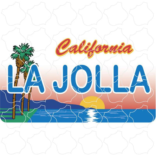 La Jolla License Plate w/ Palm Trees