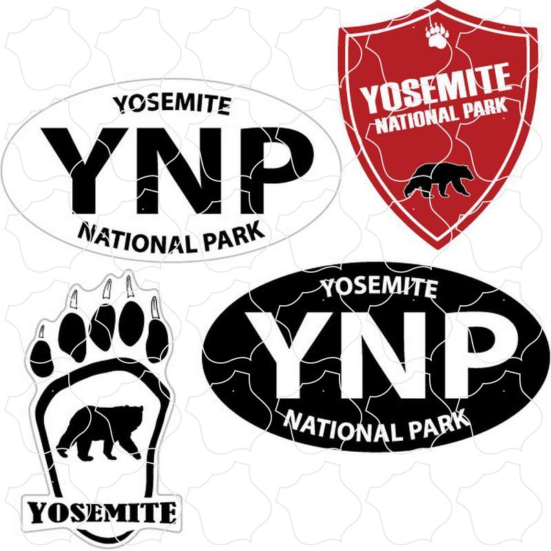 Yosemite, CA 2 Euro Ovals, Paw, Shield Pack