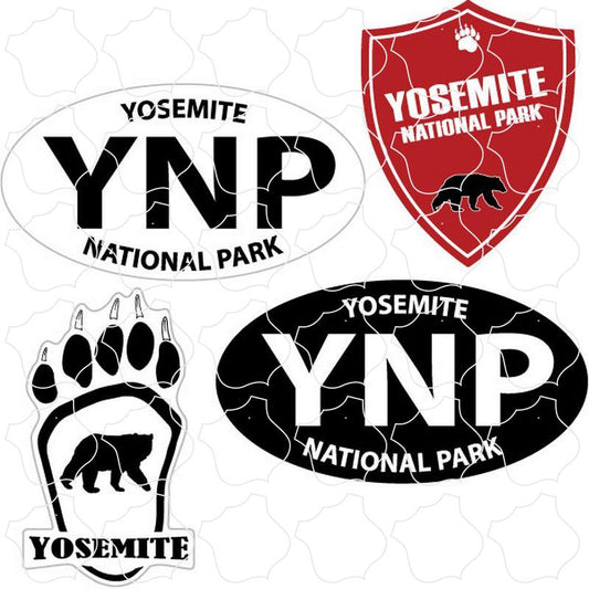 Yosemite, CA 2 Euro Ovals, Paw, Shield Pack