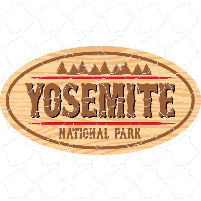 Yosemite, CA Wood Grain Oval