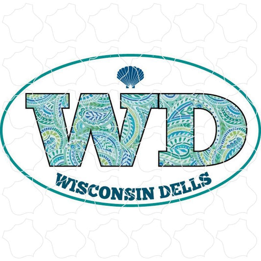 Wisconsin Dells, WI Paisley Letters Euro Oval