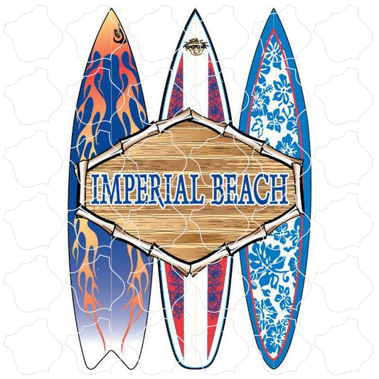 Imperial Beach, CA 3 Surfboards Wood Sign