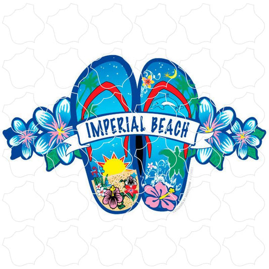 Imperial Beach Blue Flower Flip Flops