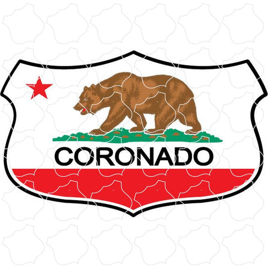 Coronado, CA Wide California Flag Shield