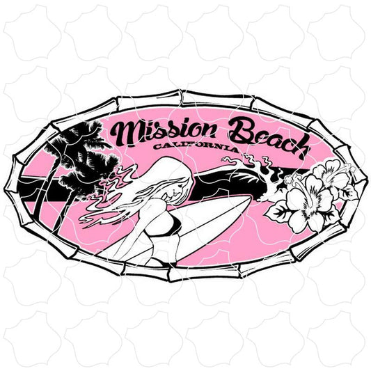 Mission Beach California Pink Surfer Girl