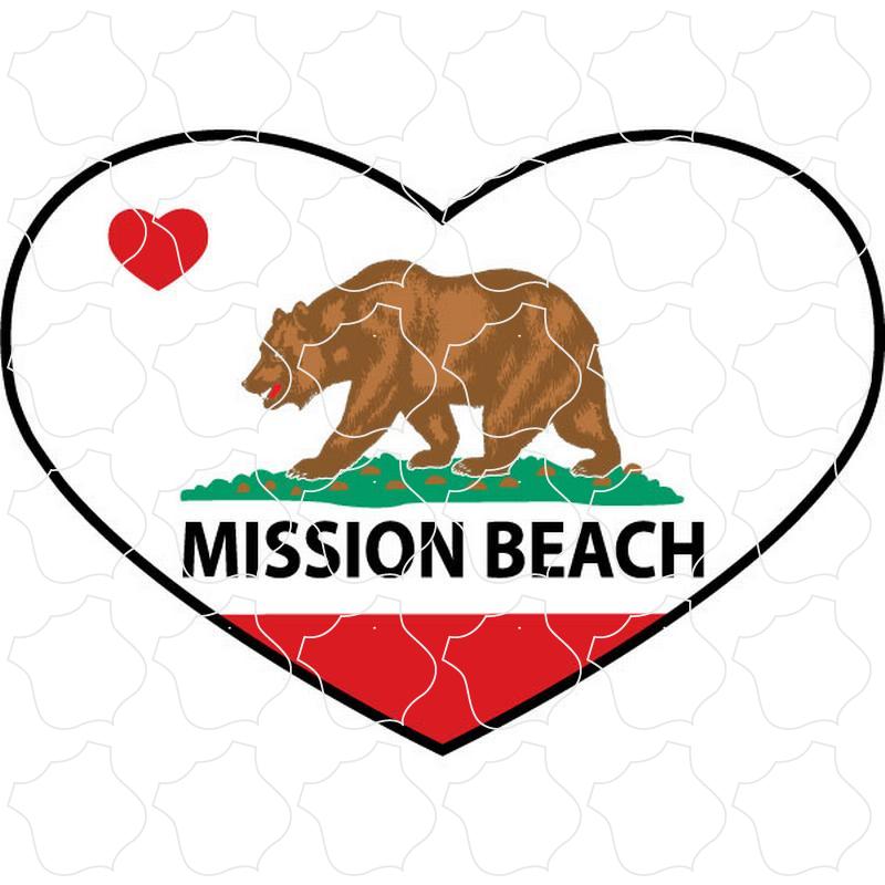 Mission Beach California Flag Heart