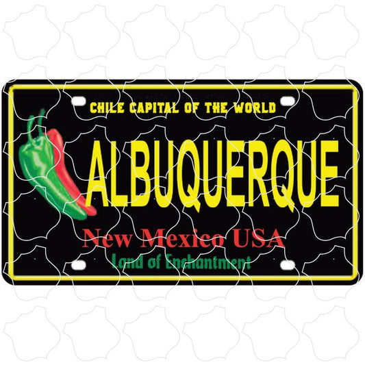 Albuquerque, NM Black Chile License Plate