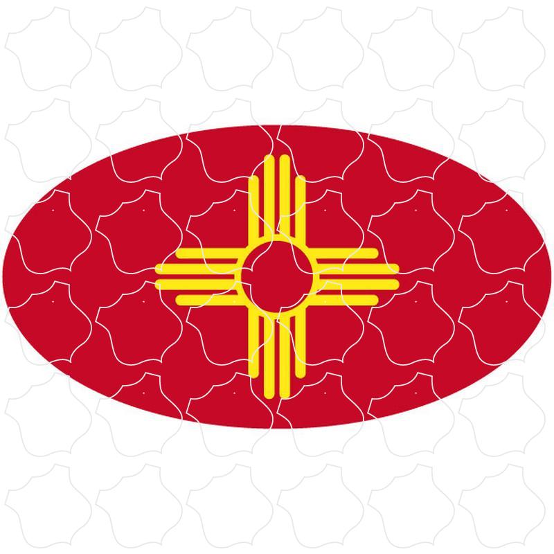 New Mexico Red and Yellow Zia Oval