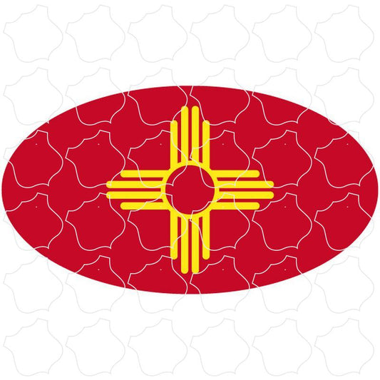 New Mexico Red and Yellow Zia Oval