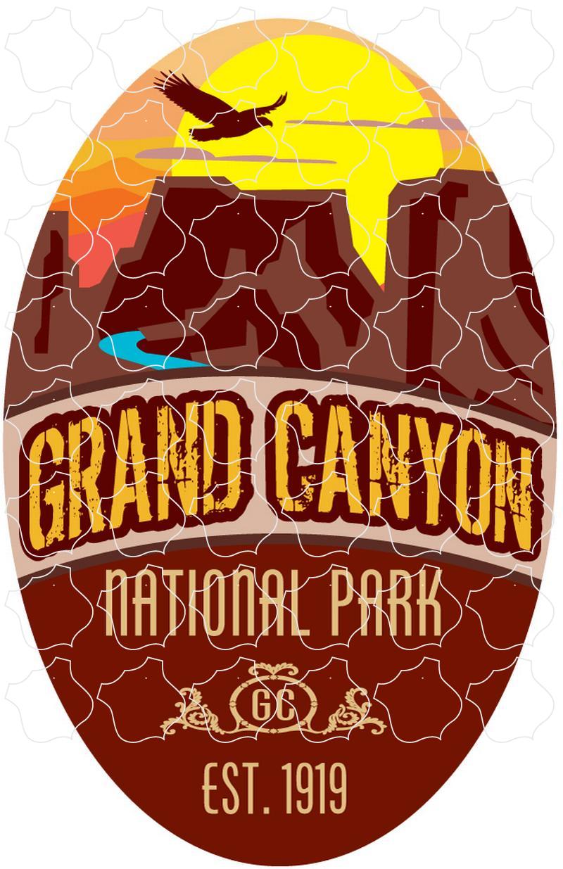 GC Est 1919 Oval Magnet Grand Canyon Brown with Sunset