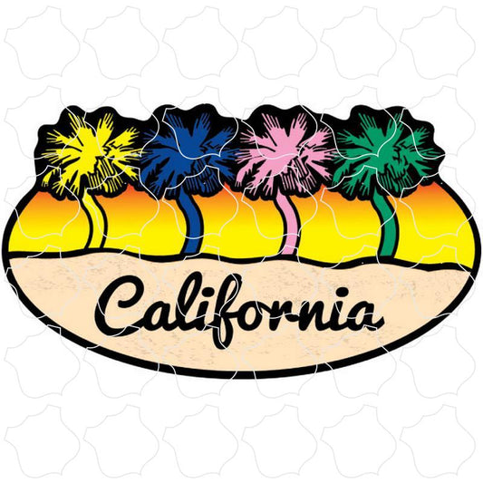 California 4 Colored Palm Trees