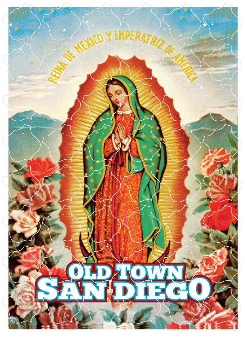 San Diego Old Town La Virgen De Guadalupe 2 Rose Backround Vert.