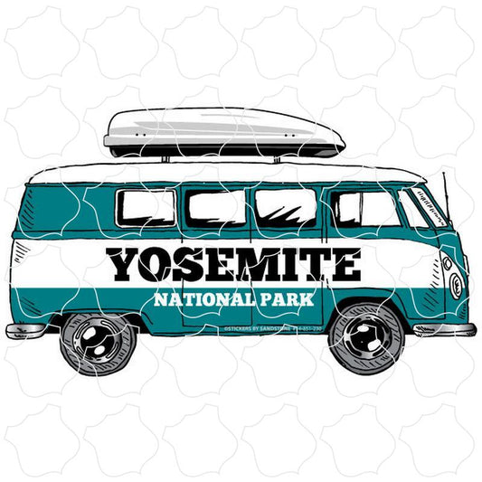 Yosemite, CA Teal Bus Side View Shell Top