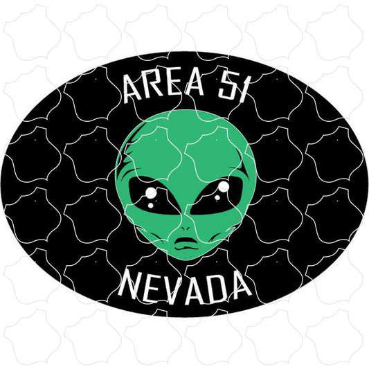 Area 51 Alien Head Black Euro Oval