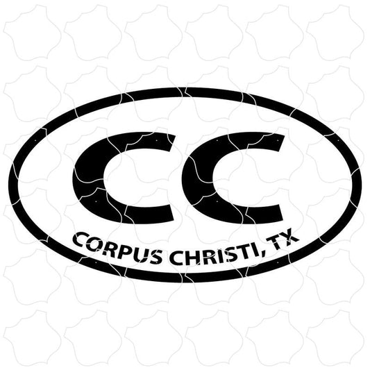 Corpus Christi, TX Black & White Euro Oval