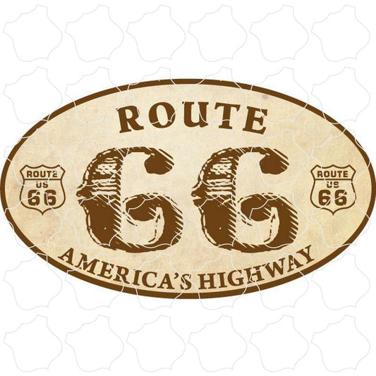 Route 66 Parchment Euro Oval