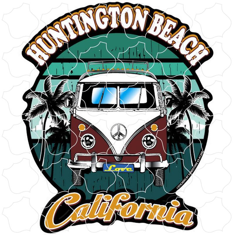 Huntington Beach, California Burgundy Bus Front View