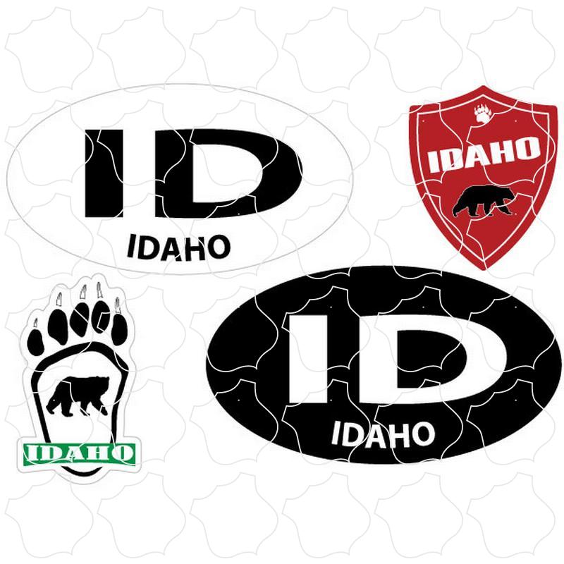 2 Euro Ovals, Paw, Shield 4 Up Idaho ID 2 Euro Ovals, Paw, Shield 4 Up