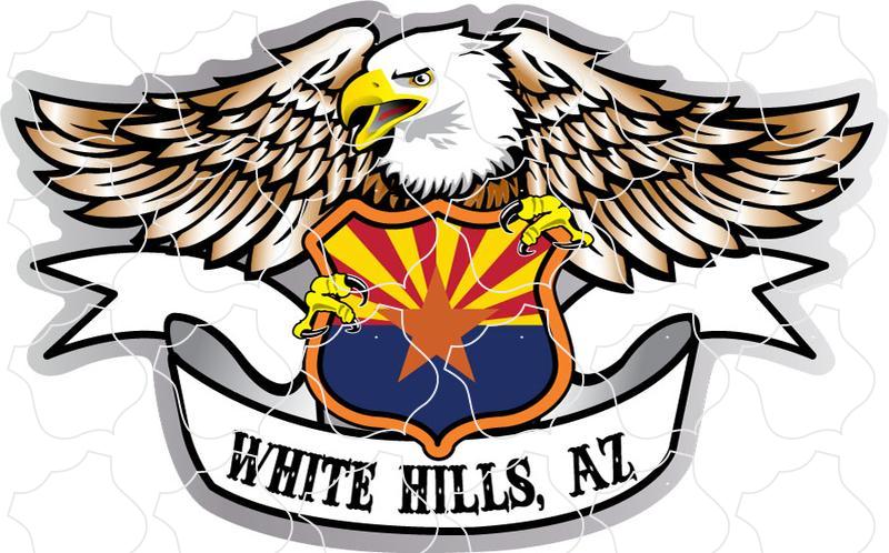 White Hills, AZ Eagle Holding Arizona Flag Shield