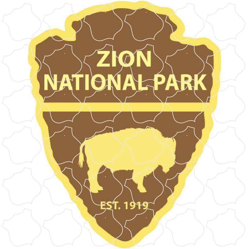 Zion National Park Brown & Yellow Arrowhead Sign