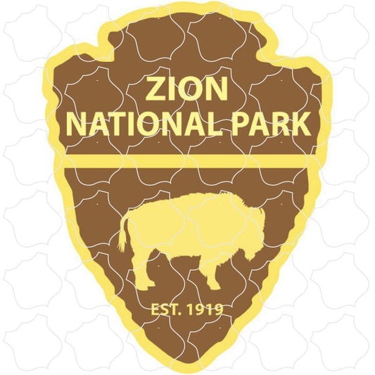 Zion National Park Brown & Yellow Arrowhead Sign