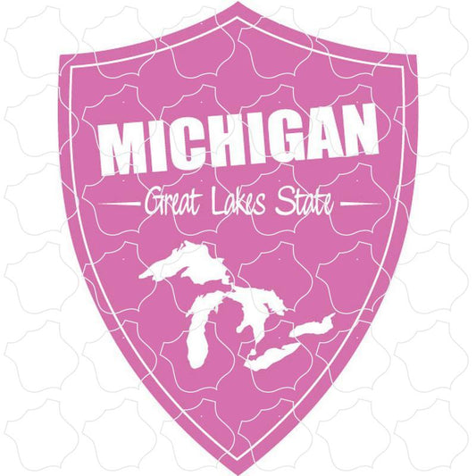 Light Pink Vertical Shield with Great Lakes Icon Michigan Light Pink Vertical Shield with Great Lakes Icon