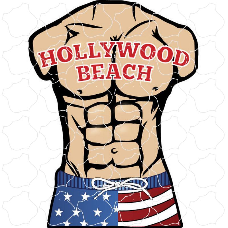 Hollywood Beach Mens Torso U.S. Flag Shorts