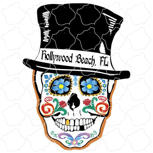 Hollywood Beach, FL Top Hat Sugar Skull