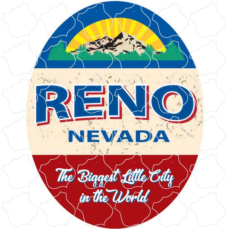 Reno Nevada Blue White Red Stripe Oval