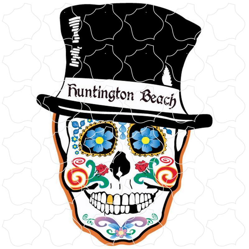 Huntington Beach Top Hat Sugar Skull