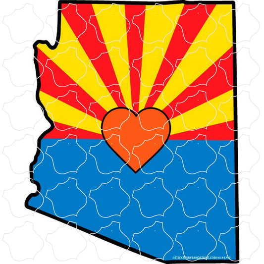 Arizona Heart Flag State Shape