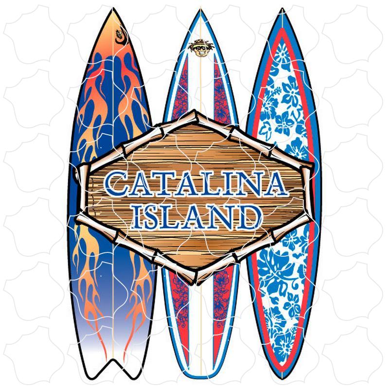 Catalina Island, CA 3 Surfboards Wood Sign