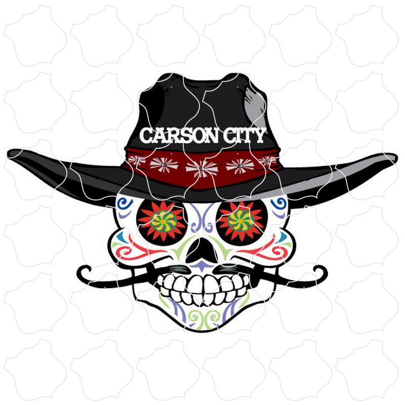 Carson City, NV Cowboy Hat Sugar Skull