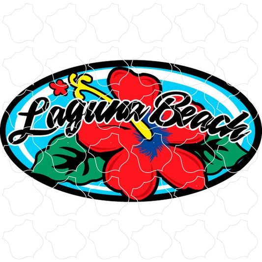 Laguna Beach Red Hibiscus Oval