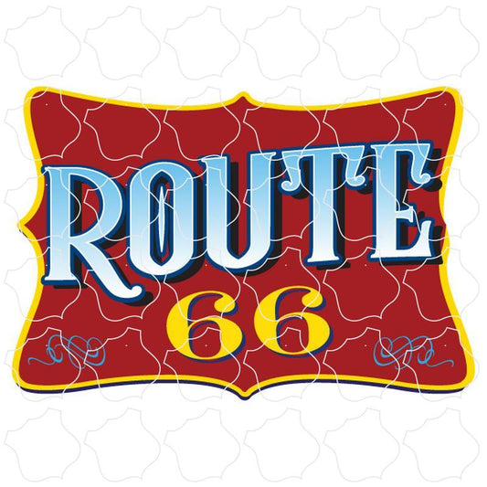 Route 66 Red Tilted Rectangle