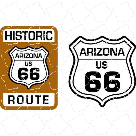 Arizona Historic Brown Sign & Black White Shield 4 Up Sticker Sheet