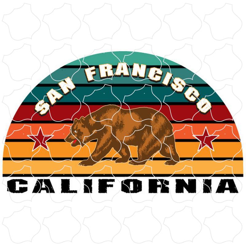 San Francisco, California Striped Half Circle Bear