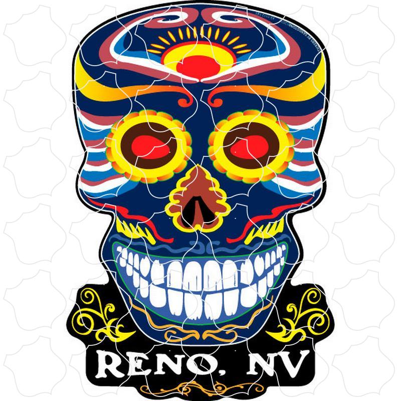 Reno, NV Blue Colorful Sugar Skull