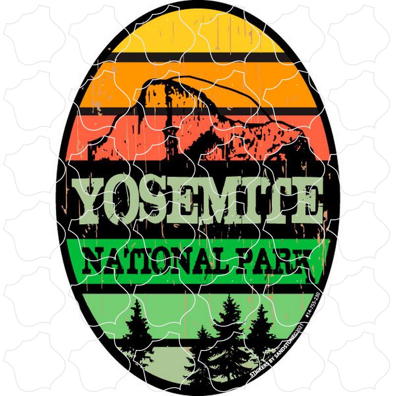 Yosemite National Park Striped Vertical Oval