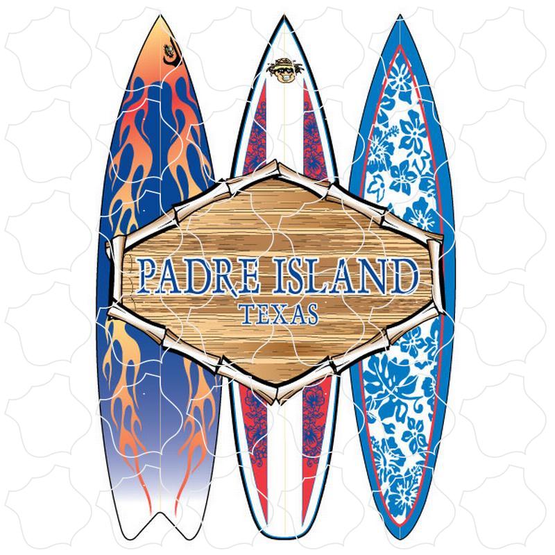 Padre Island, TX 3 Surfboards Wood Sign