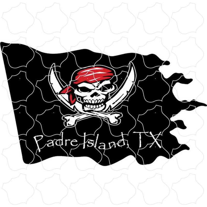 Padre Island, TX Pirate Wavy Flag