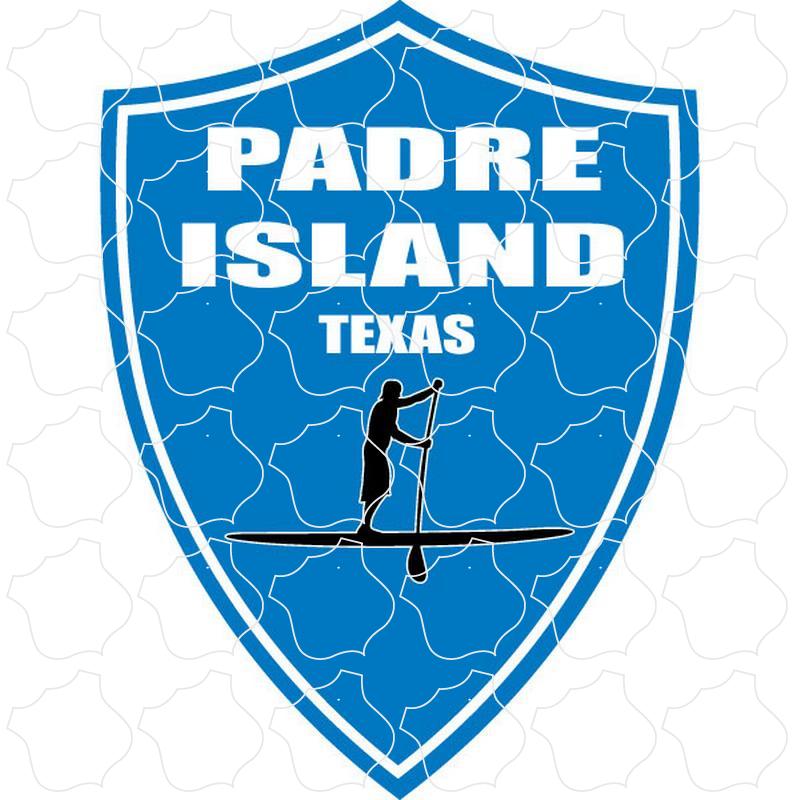 Padre Island, TX Blue Stand Up Paddle Board Shield