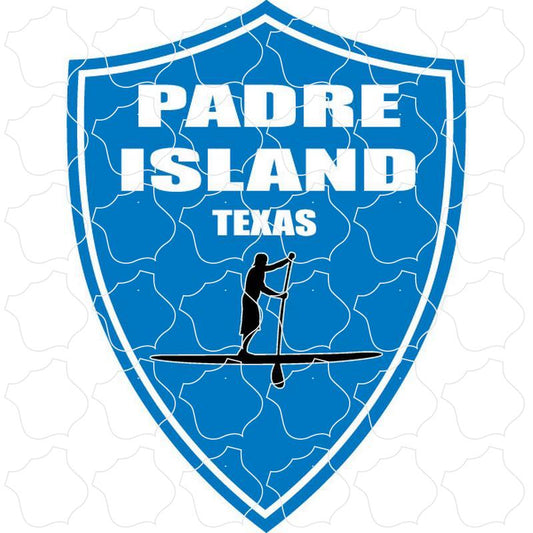 Padre Island, TX Blue Stand Up Paddle Board Shield