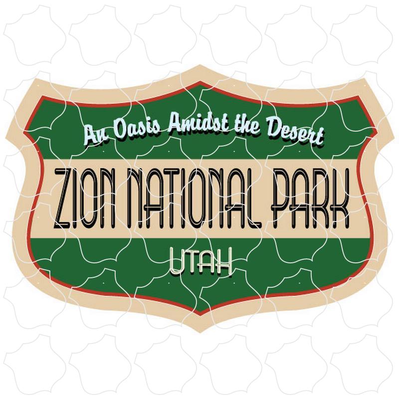 Wide Green & Tan Shield Zion, Ut Wide Green & Tan Shield