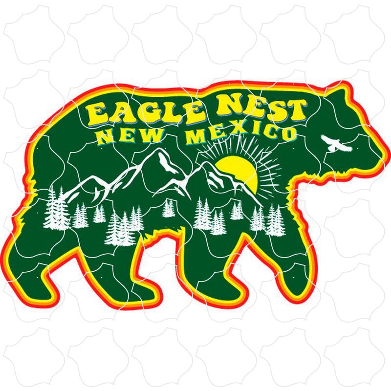 Eagle Nest, New Mexico Green Retro Bear