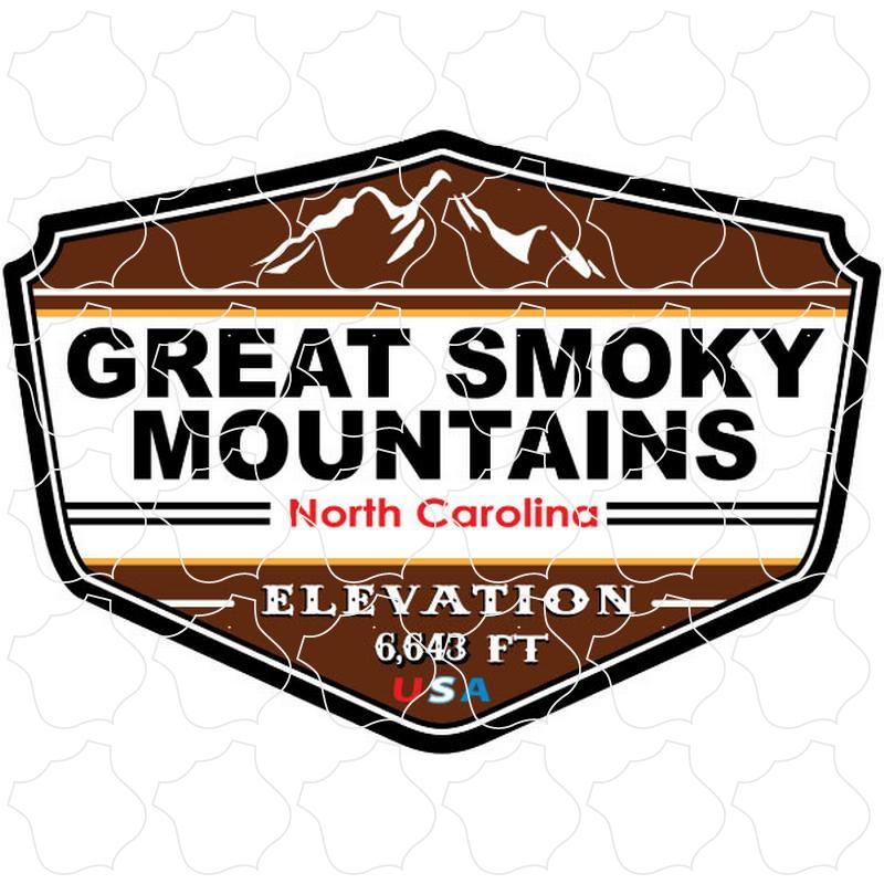 Great Smoky Mountains North Carolina Brown Elevation Shield