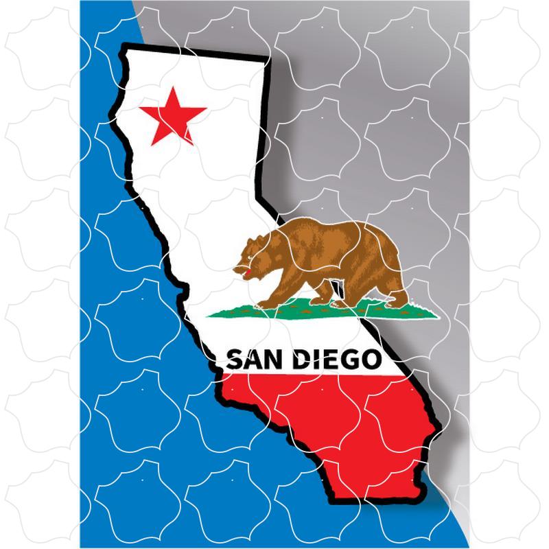 San Diego Flag Filled State Shape